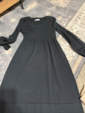 Calvin Klein Black Ribbed Knit Crewneck Dress
